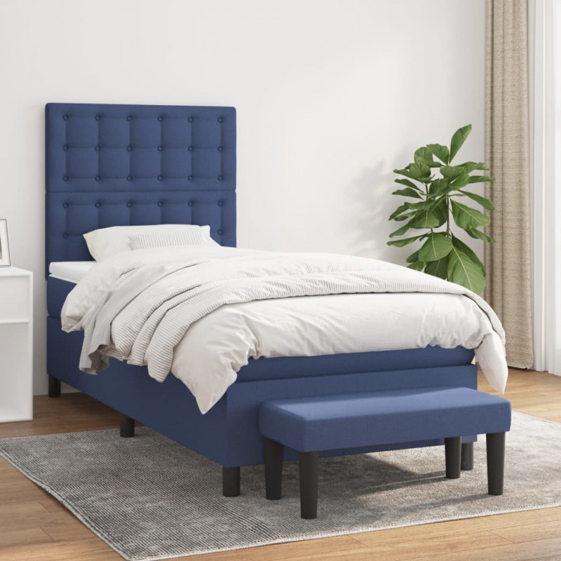 Boxspringbett mit Matratze Blau 90x190 cm Stoff