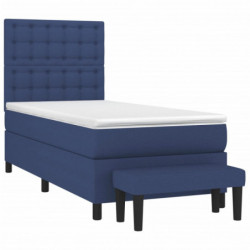 Boxspringbett mit Matratze Blau 90x190 cm Stoff