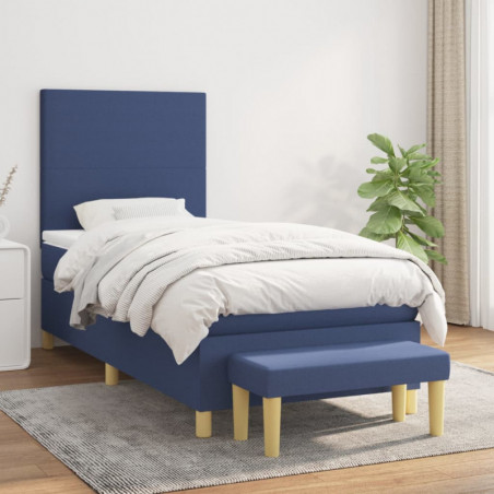 Boxspringbett mit Matratze Blau 80x200 cm Stoff