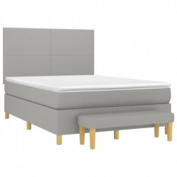 Boxspringbett mit Matratze Hellgrau 140x190 cm Stoff