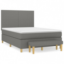 Boxspringbett mit Matratze Dunkelgrau 140x190 cm Stoff