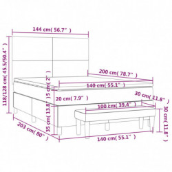 Boxspringbett mit Matratze Hellgrau 140x200 cm Stoff