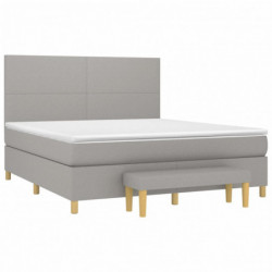 Boxspringbett mit Matratze Hellgrau 160x200 cm Stoff