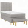 Boxspringbett mit Matratze Hellgrau 90x190 cm Stoff