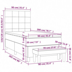 Boxspringbett mit Matratze Hellgrau 90x200 cm Stoff