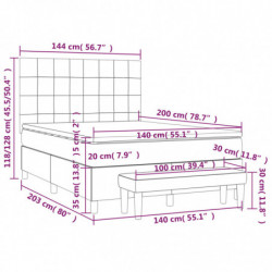 Boxspringbett mit Matratze Schwarz 140x200 cm Stoff