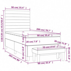 Boxspringbett mit Matratze Hellgrau 90x200 cm Stoff