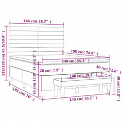 Boxspringbett mit Matratze Hellgrau 140x190 cm Stoff