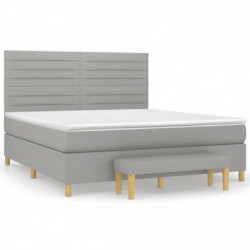 Boxspringbett mit Matratze Hellgrau 160x200 cm Stoff