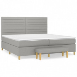 Boxspringbett mit Matratze Hellgrau 200x200 cm Stoff