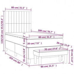 Boxspringbett mit Matratze Dunkelgrau 80x200 cm Stoff