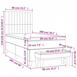 Boxspringbett mit Matratze Schwarz 80x200 cm Stoff