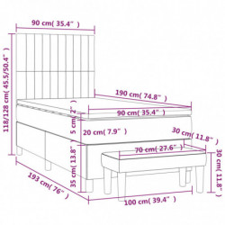 Boxspringbett mit Matratze Hellgrau 90x190 cm Stoff