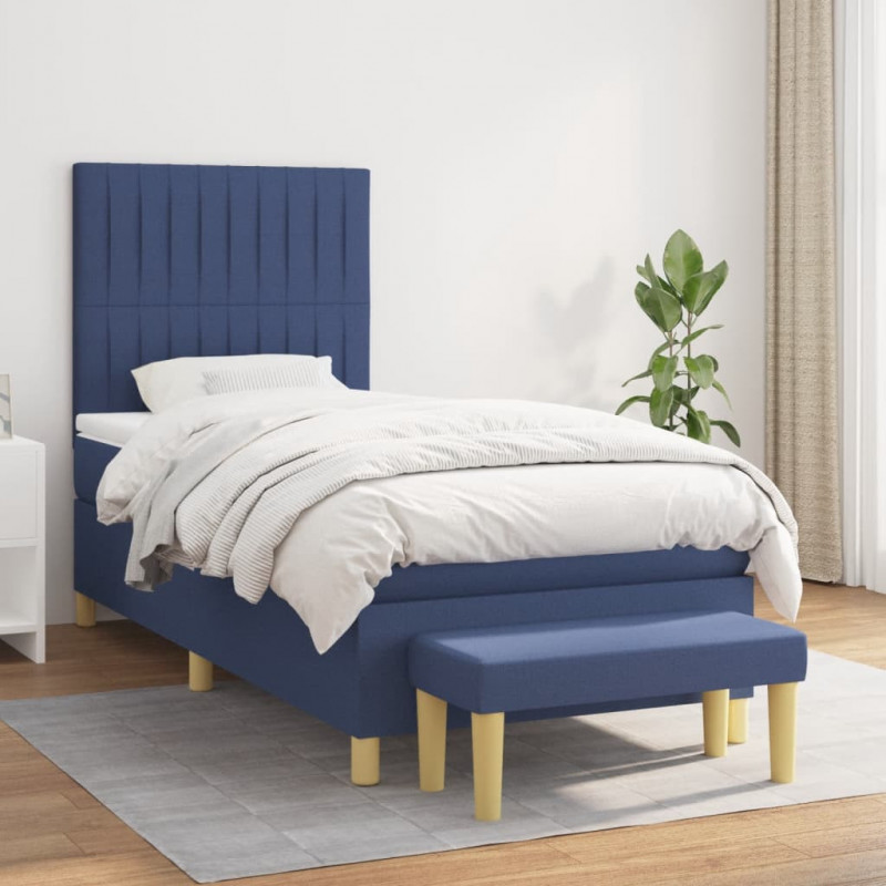 Boxspringbett mit Matratze Blau 90x190 cm Stoff