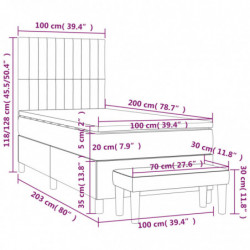 Boxspringbett mit Matratze Hellgrau 100x200 cm Stoff