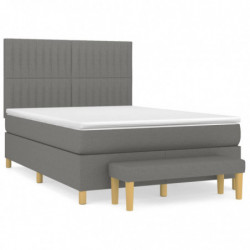 Boxspringbett mit Matratze Dunkelgrau 140x190 cm Stoff