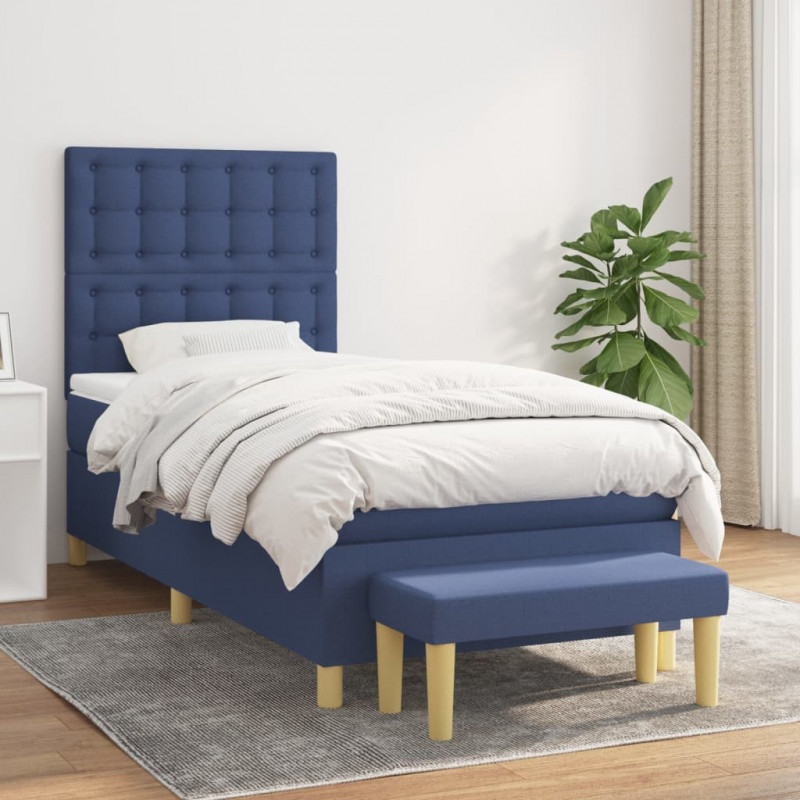 Boxspringbett mit Matratze Blau 80x200 cm Stoff