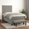 Boxspringbett mit Matratze Hellgrau 90x190 cm Samt