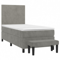 Boxspringbett mit Matratze Hellgrau 90x190 cm Samt