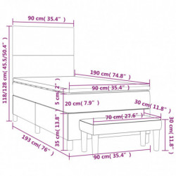 Boxspringbett mit Matratze Hellgrau 90x190 cm Samt