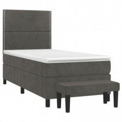 Boxspringbett mit Matratze Dunkelgrau 90x190 cm Samt