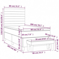 Boxspringbett mit Matratze Dunkelgrau 80x200 cm Samt