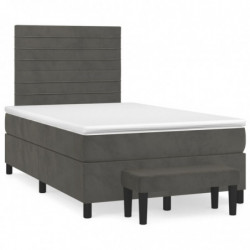 Boxspringbett mit Matratze Dunkelgrau 120x200 cm Samt