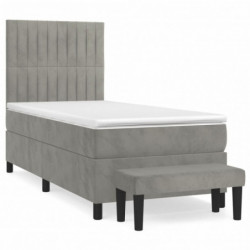 Boxspringbett mit Matratze Hellgrau 80x200 cm Samt