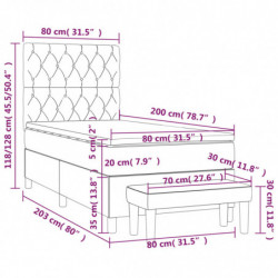 Boxspringbett mit Matratze Hellgrau 80x200 cm Samt