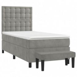 Boxspringbett mit Matratze Hellgrau 90x190 cm Samt