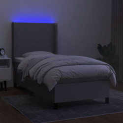 Boxspringbett mit Matratze & LED Hellgrau 90x190 cm Stoff