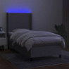 Boxspringbett mit Matratze & LED Hellgrau 100x200 cm Stoff