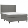 Boxspringbett mit Matratze & LED Dunkelgrau 140x200 cm Stoff