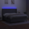Boxspringbett mit Matratze & LED Dunkelgrau 160x200 cm Stoff