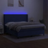 Boxspringbett mit Matratze & LED Blau 160x200 cm Stoff