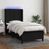 Boxspringbett mit Matratze & LED Schwarz 90x200 cm Stoff