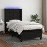 Boxspringbett mit Matratze & LED Schwarz 100x200 cm Stoff