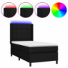 Boxspringbett mit Matratze & LED Schwarz 100x200 cm Stoff