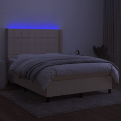 Boxspringbett mit Matratze & LED Creme 140x190 cm Stoff