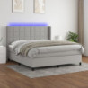 Boxspringbett mit Matratze & LED Hellgrau 180x200 cm Stoff