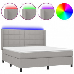 Boxspringbett mit Matratze & LED Hellgrau 180x200 cm Stoff