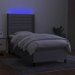 Boxspringbett mit Matratze & LED Hellgrau 80x200 cm Stoff