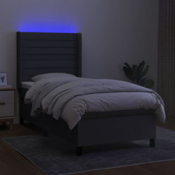 Boxspringbett mit Matratze & LED Dunkelgrau 90x200 cm Stoff