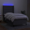 Boxspringbett mit Matratze & LED Dunkelgrau 90x200 cm Stoff