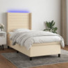 Boxspringbett mit Matratze & LED Creme 100x200 cm Stoff