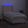 Boxspringbett mit Matratze & LED Creme 100x200 cm Stoff