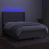 Boxspringbett mit Matratze & LED Hellgrau 140x200 cm Stoff