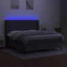 Boxspringbett mit Matratze & LED Dunkelgrau 180x200 cm Stoff