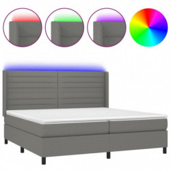 Boxspringbett mit Matratze & LED Dunkelgrau 200x200 cm Stoff