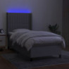 Boxspringbett mit Matratze & LED Hellgrau 80x200 cm Stoff